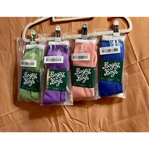 New Bogey Mens Crew Socks Blue Green Pink Purple - 4 pairs for $28